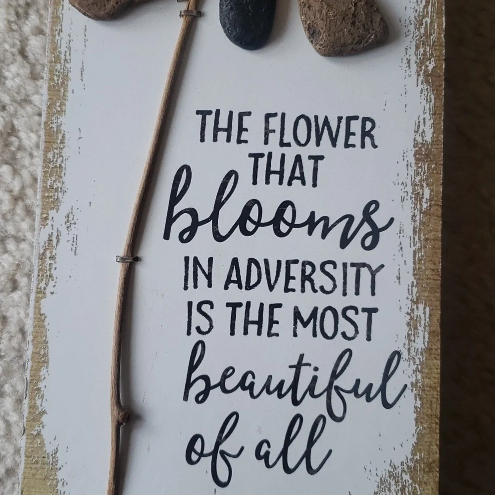 Rock Floral Wall Art with Script